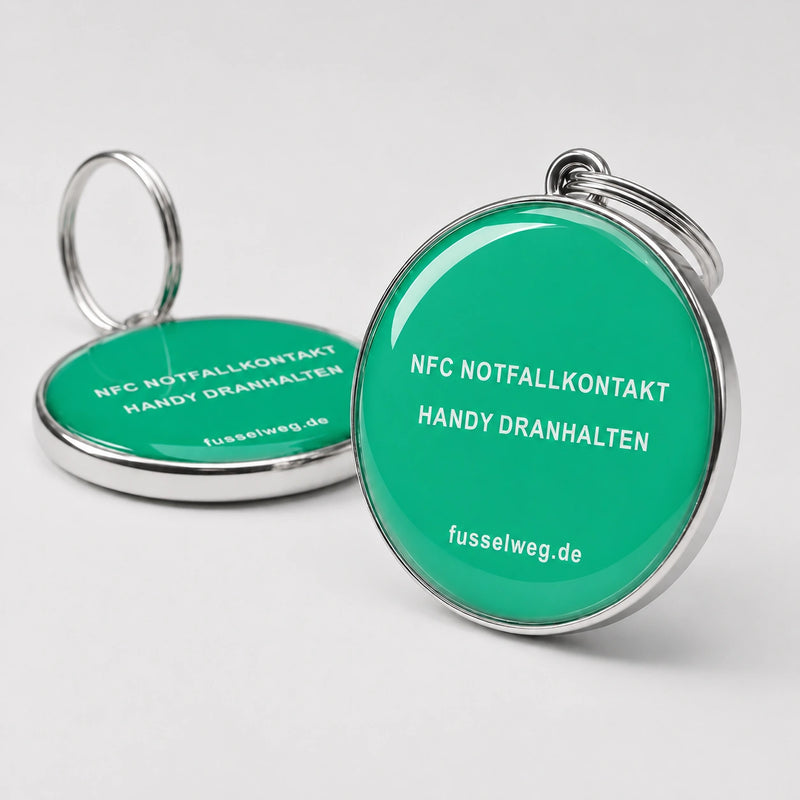 Fusselweg NFC Notfallmarke Rückseite mit Notfallkontakt